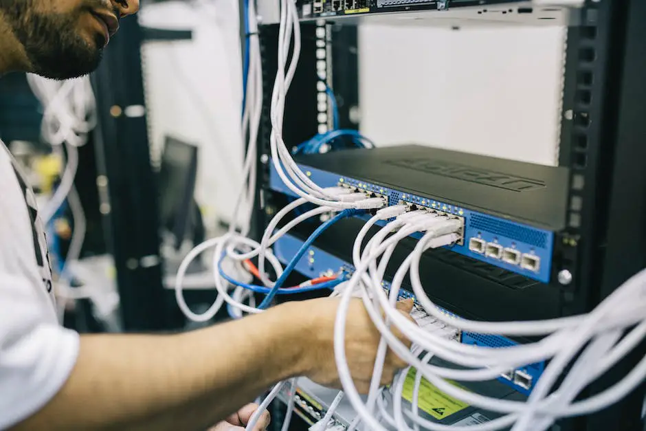 A group of IT professionals working together with a laptop and a server rack