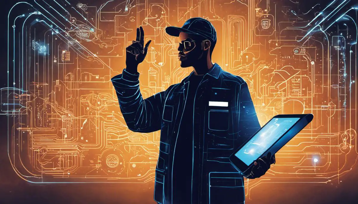 Illustration of a technologist waving a wand in a digital environment, representing the power of AWS CLI EventBridge for automation and efficiency.