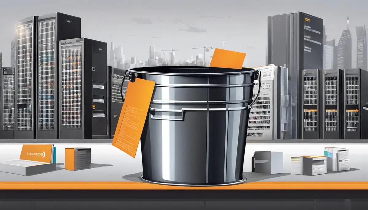 Illustration of an AWS S3 bucket with files inside