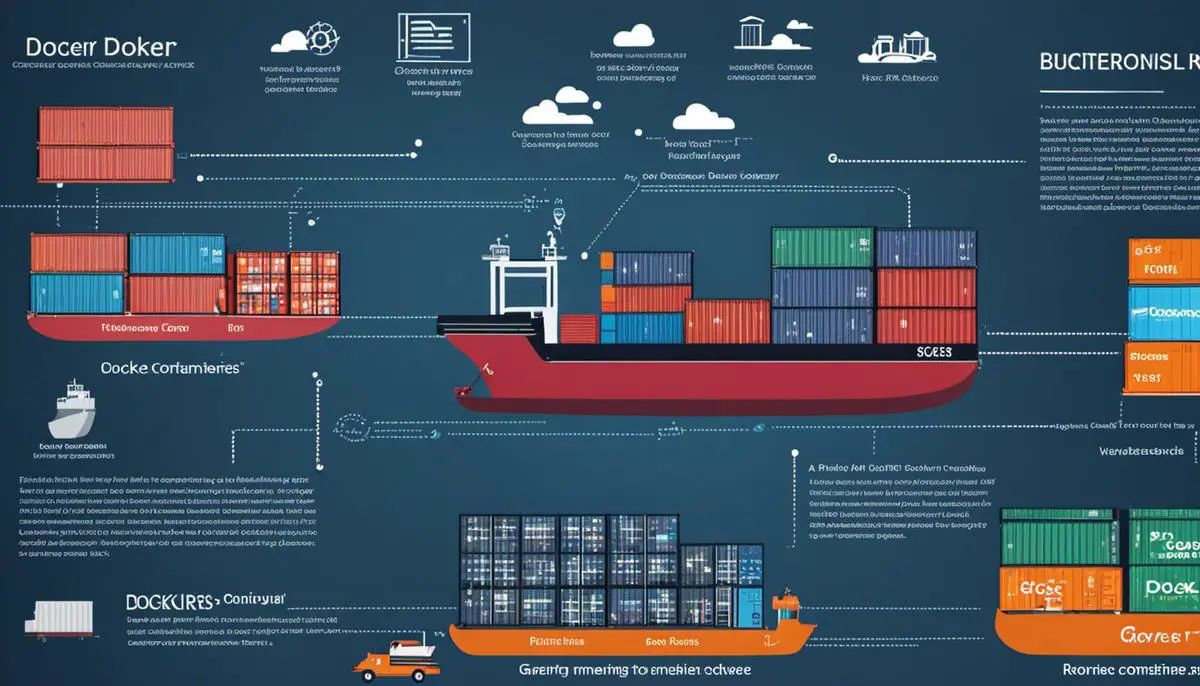 A diagram illustrating the concept of Docker containers and their benefits.